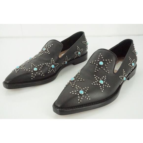 Valentino Beatles Star Studded Pointy Toe Flat Loafer Size 37 New Slip On $1095 - Picture 9 of 11